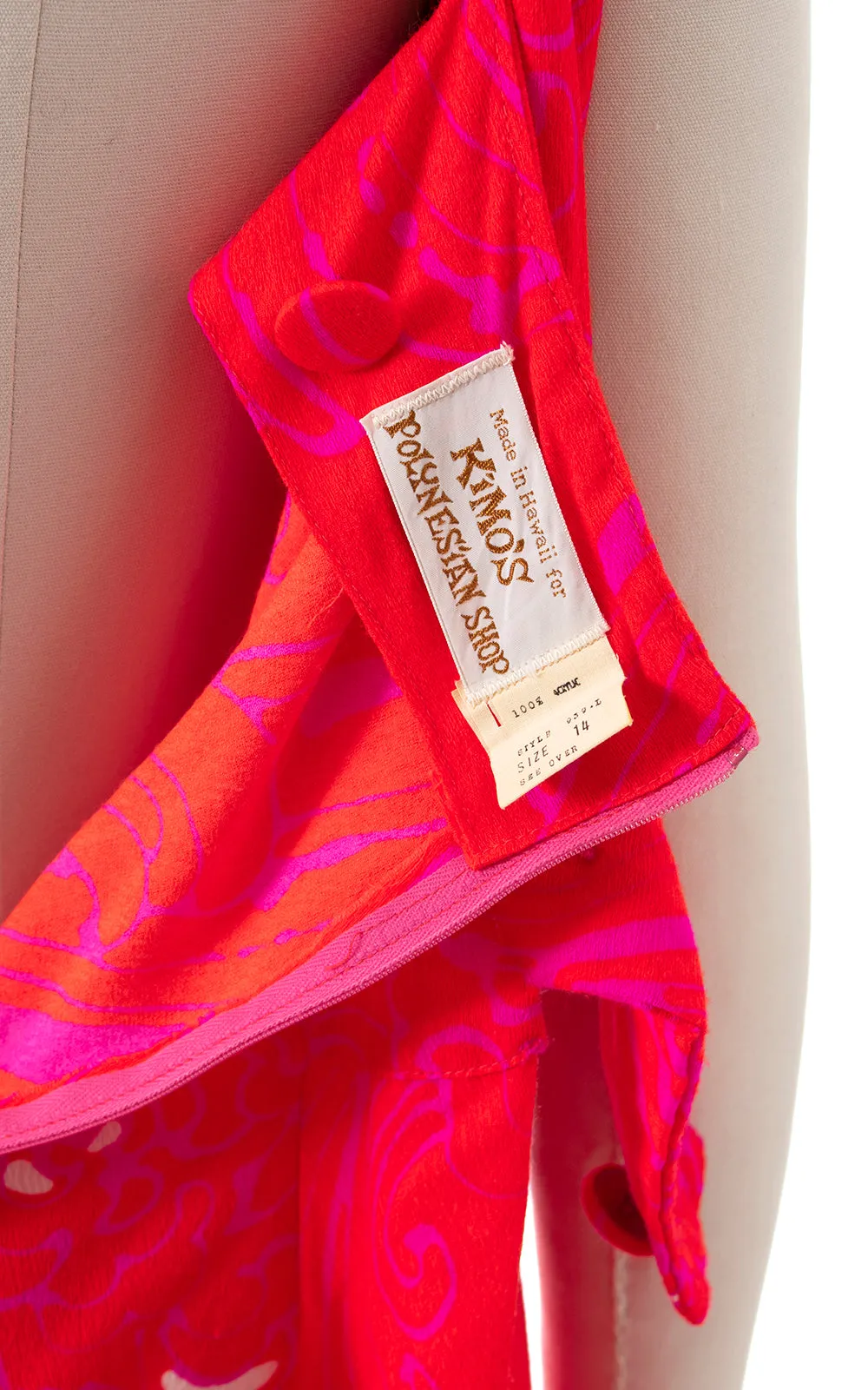 1970s Neon Psychedelic Barkcloth Maxi Dress | small/medium