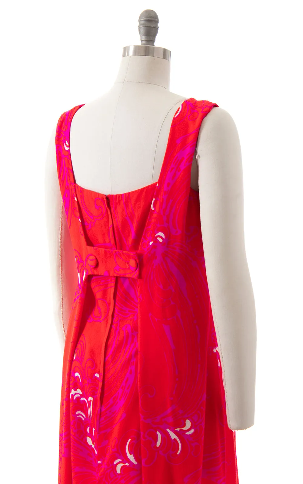 1970s Neon Psychedelic Barkcloth Maxi Dress | small/medium