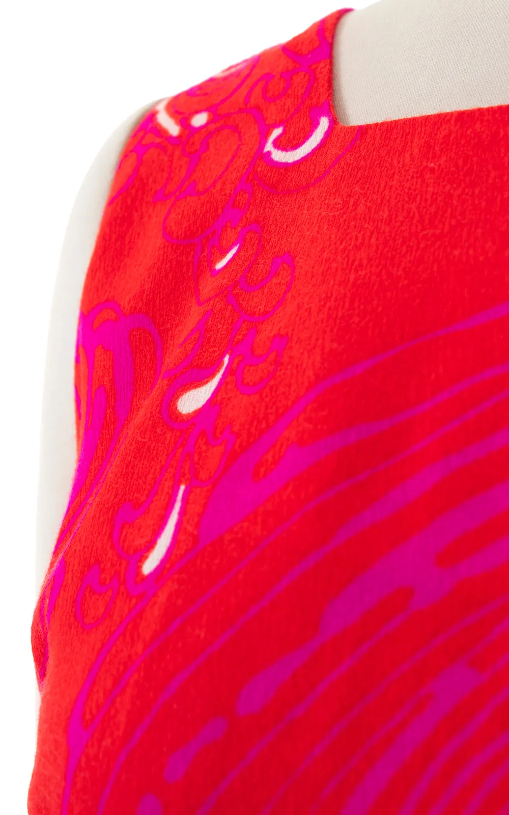 1970s Neon Psychedelic Barkcloth Maxi Dress | small/medium