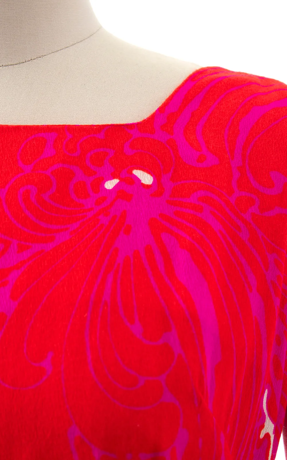 1970s Neon Psychedelic Barkcloth Maxi Dress | small/medium