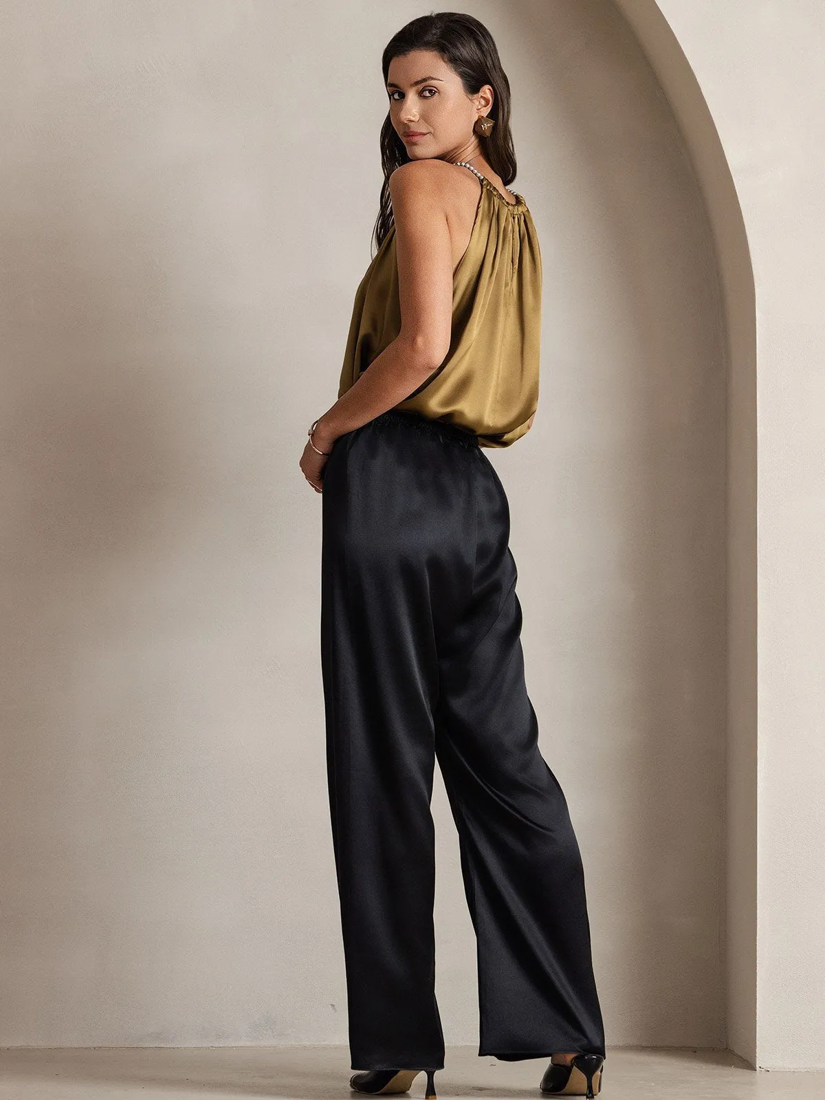19Momme Silk Pearl-tie Neck Tank Top