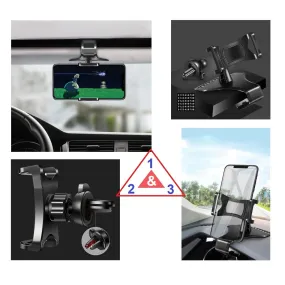 3 in 1 Car GPS Smartphone Holder: Dashboard / Visor Clamp   AC Grid Clip for Sharp FX - Black