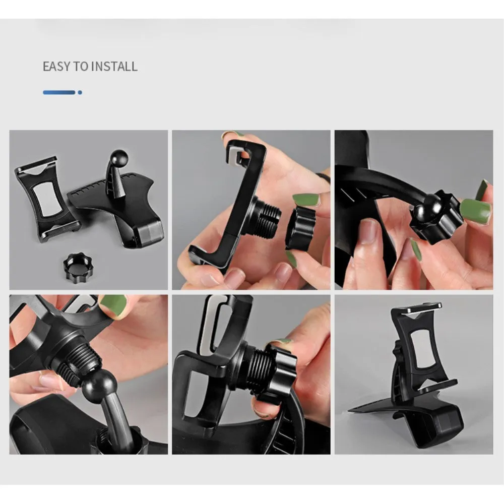 3 in 1 Car GPS Smartphone Holder: Dashboard / Visor Clamp   AC Grid Clip for Sharp M1 - Black