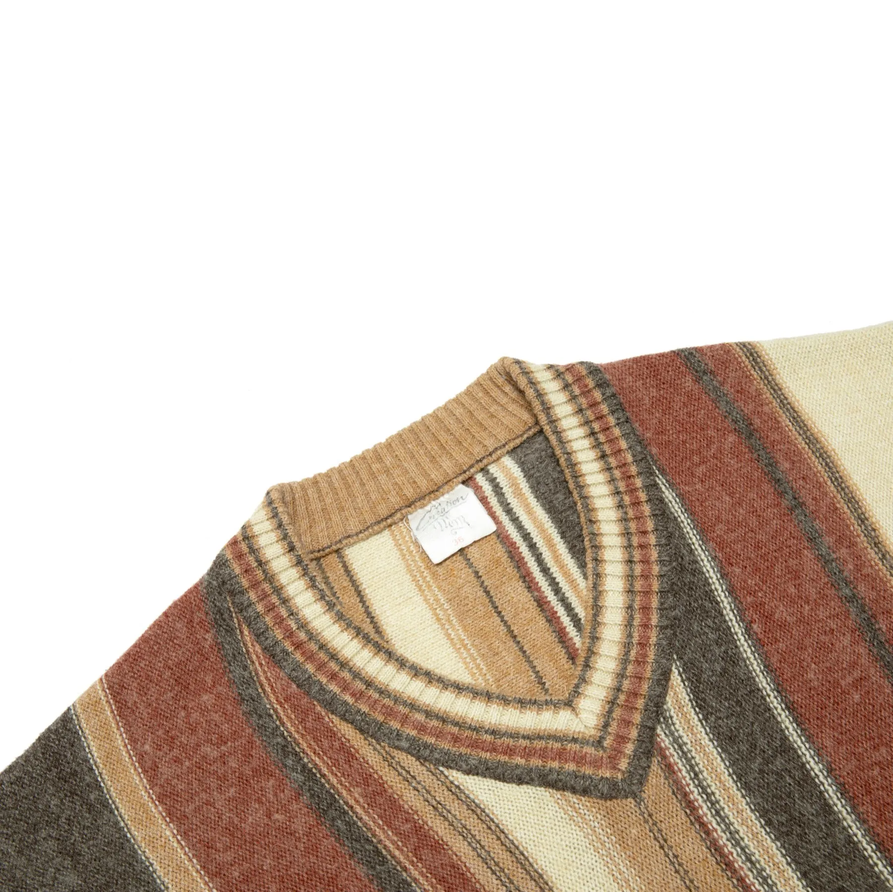 70s Brushed Woolen Spun Yarn V Neck Pullover