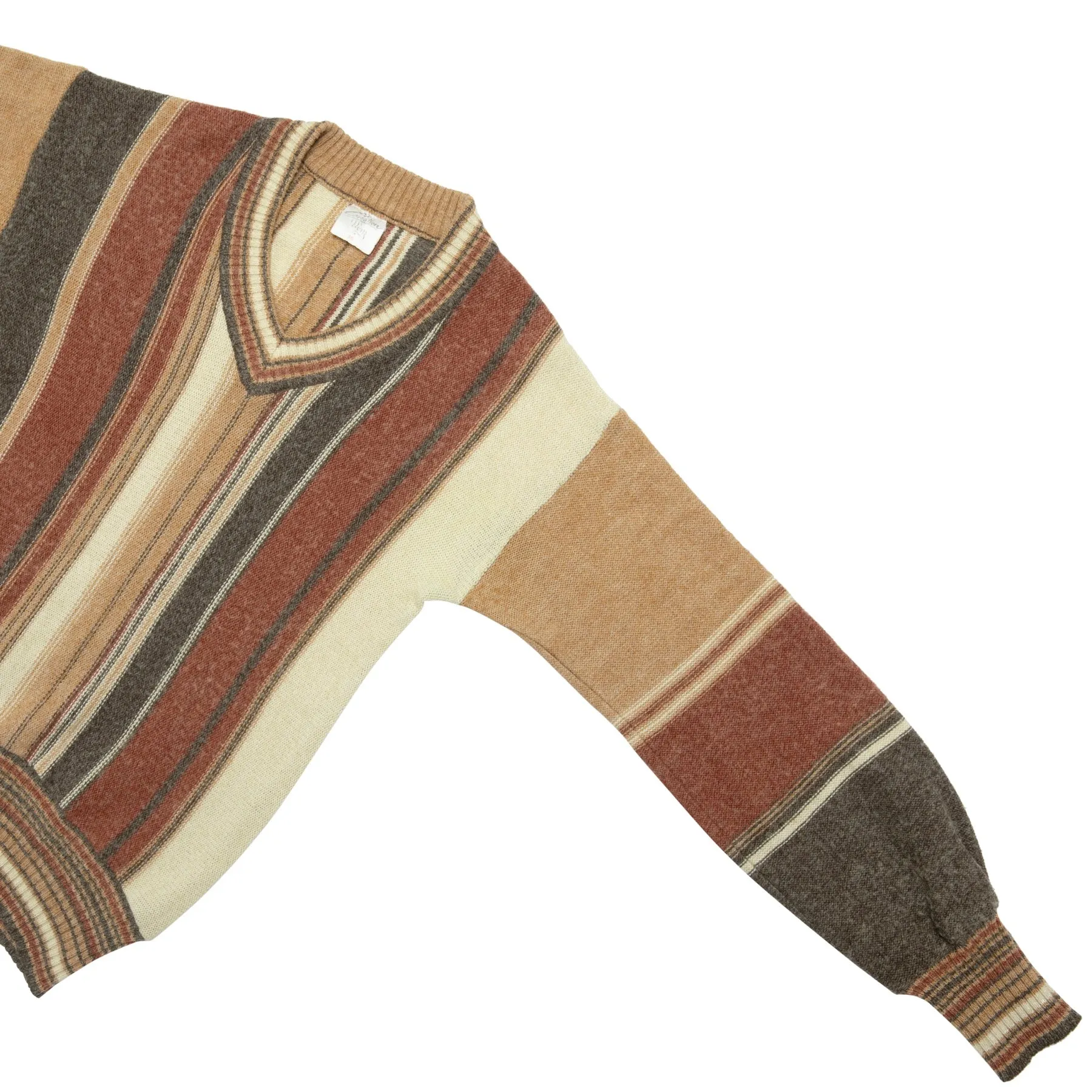 70s Brushed Woolen Spun Yarn V Neck Pullover