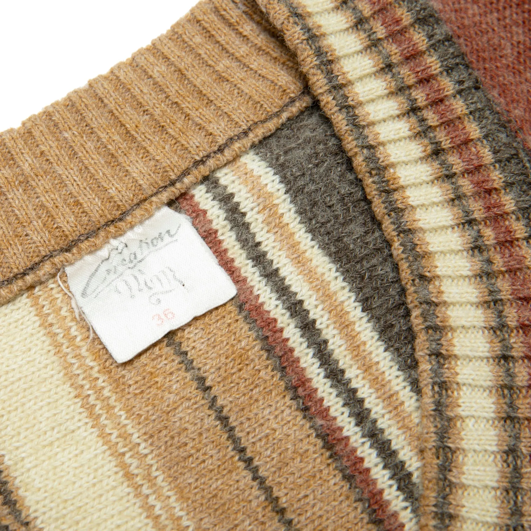 70s Brushed Woolen Spun Yarn V Neck Pullover