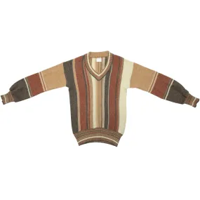 70s Brushed Woolen Spun Yarn V Neck Pullover