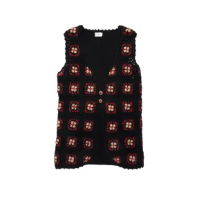 70s Dutch Artisinal Chrochet Foral Motif Vest