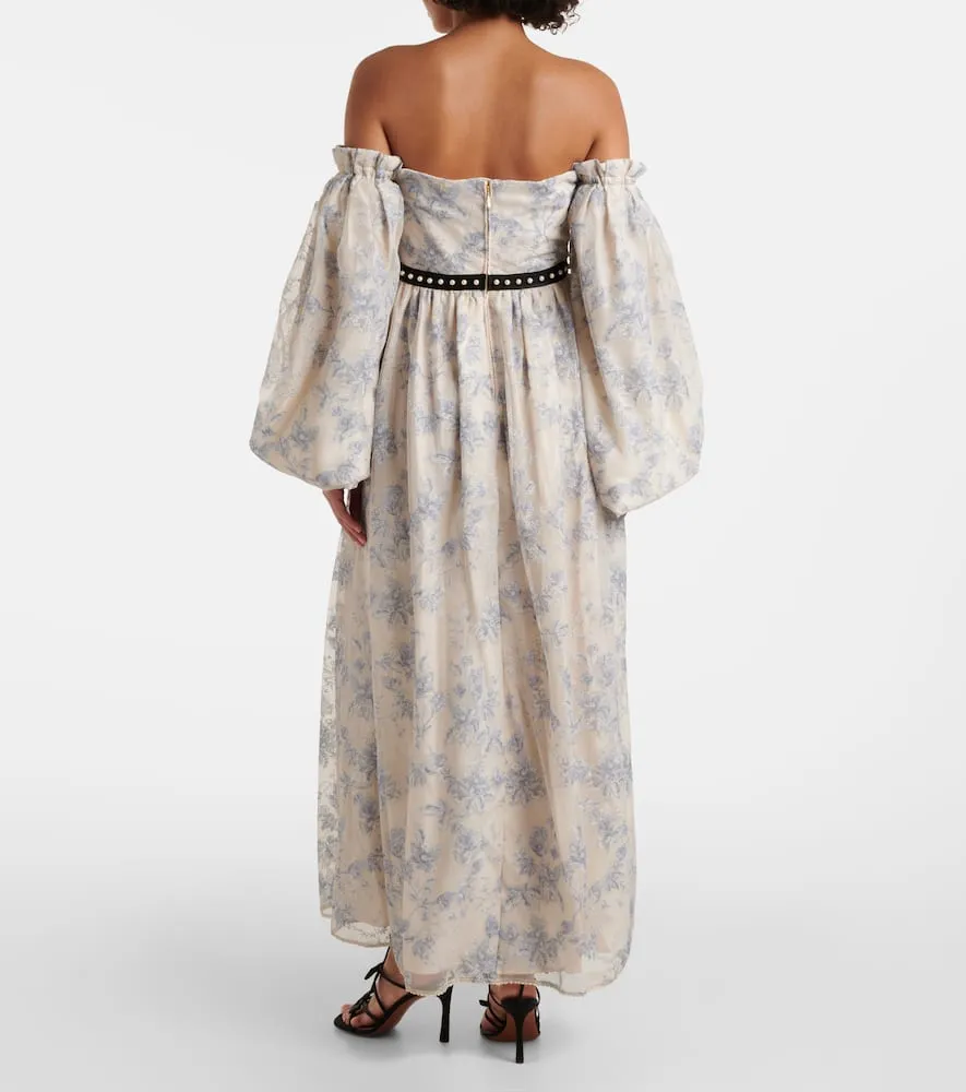 Agua by Agua Bendita Alheli balloon-sleeve floral maxi dress