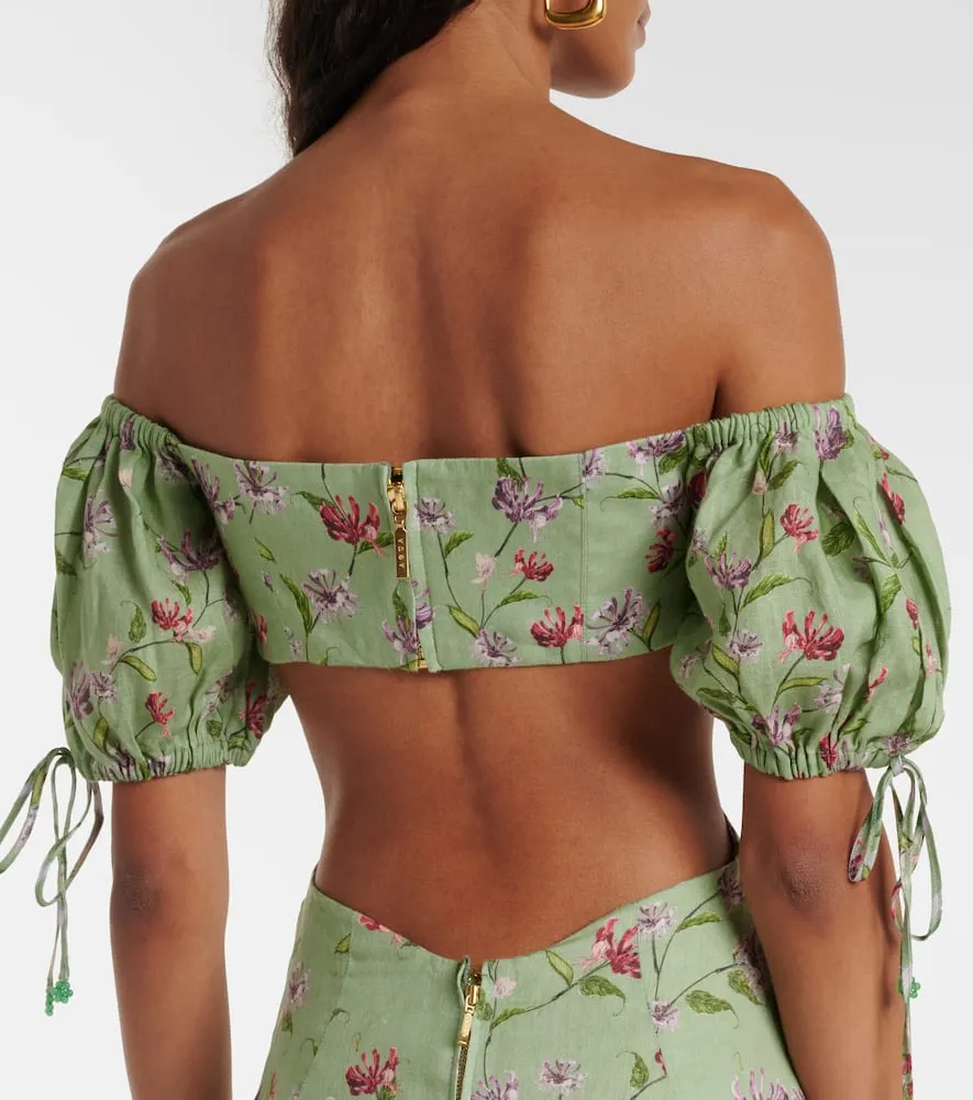Agua by Agua Bendita Cielo Honeysuckle floral linen maxi dress