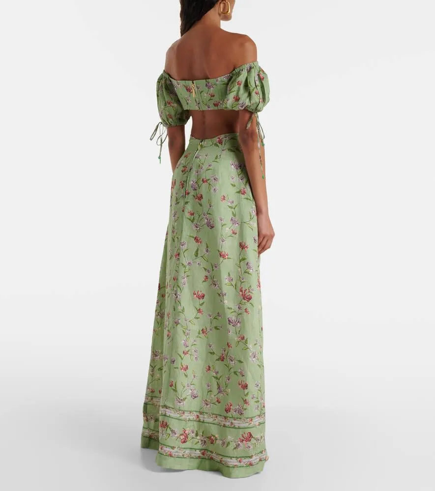 Agua by Agua Bendita Cielo Honeysuckle floral linen maxi dress