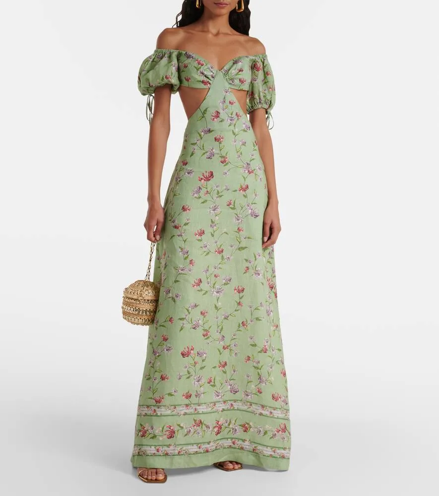 Agua by Agua Bendita Cielo Honeysuckle floral linen maxi dress