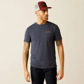 ARIAT MENS EAGLE ROCK SHORT SLEEVE TEE NAVY HEATHER