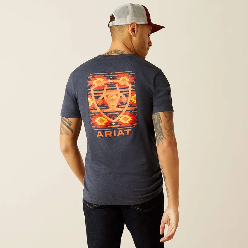 ARIAT MENS EAGLE ROCK SHORT SLEEVE TEE NAVY HEATHER