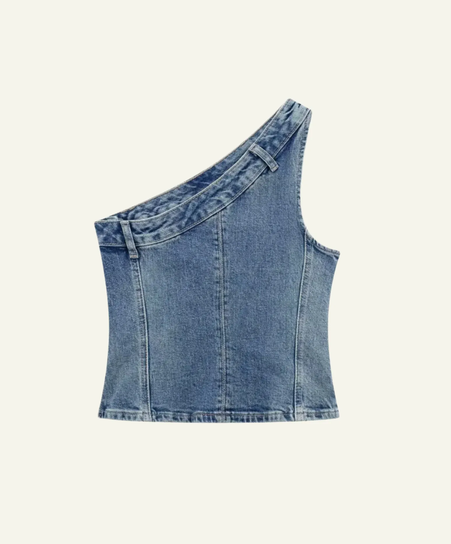 Asymmetric Diagonal Denim Top