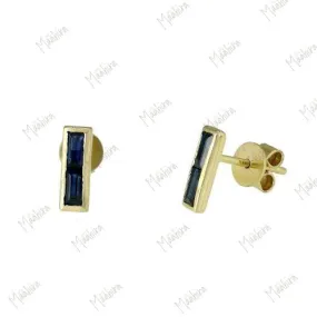 Baguette Blue Sapphire Studs 3x9.50mm