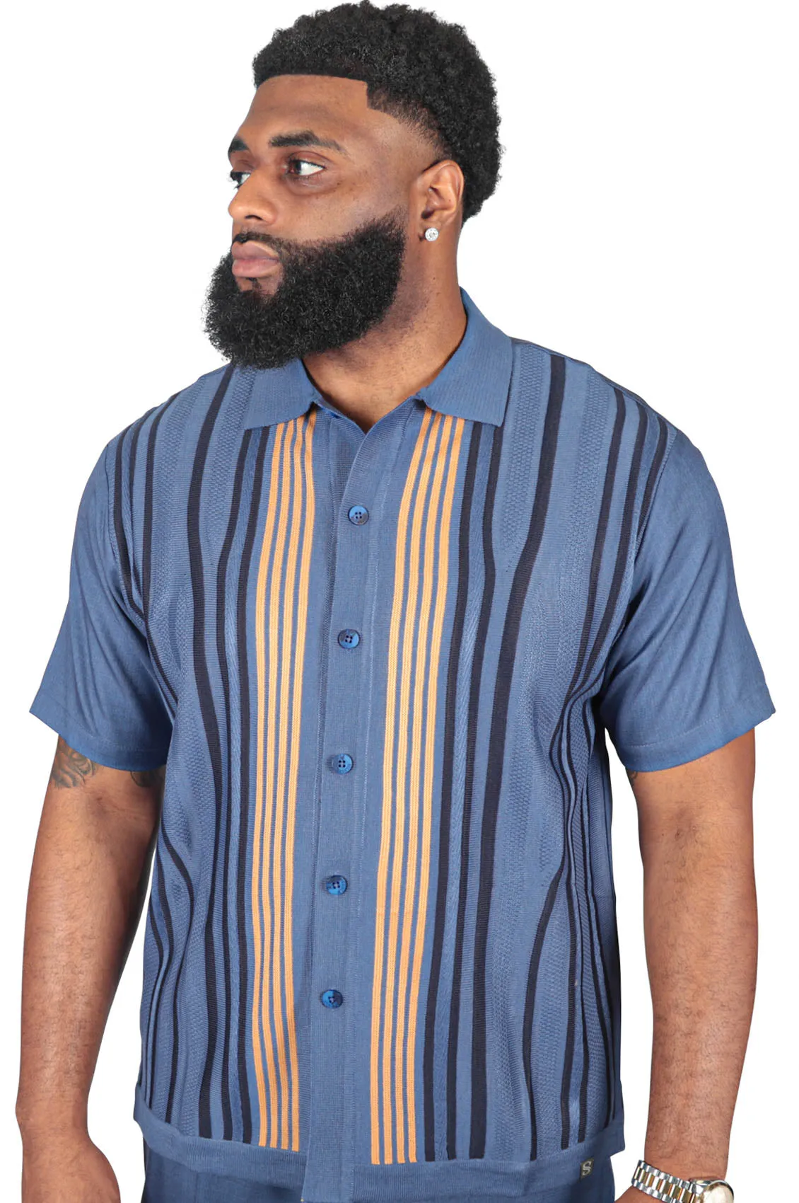 Classic Man 2 Piece Pant Set, Blue/Tan