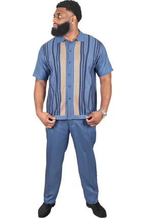 Classic Man 2 Piece Pant Set, Blue/Tan
