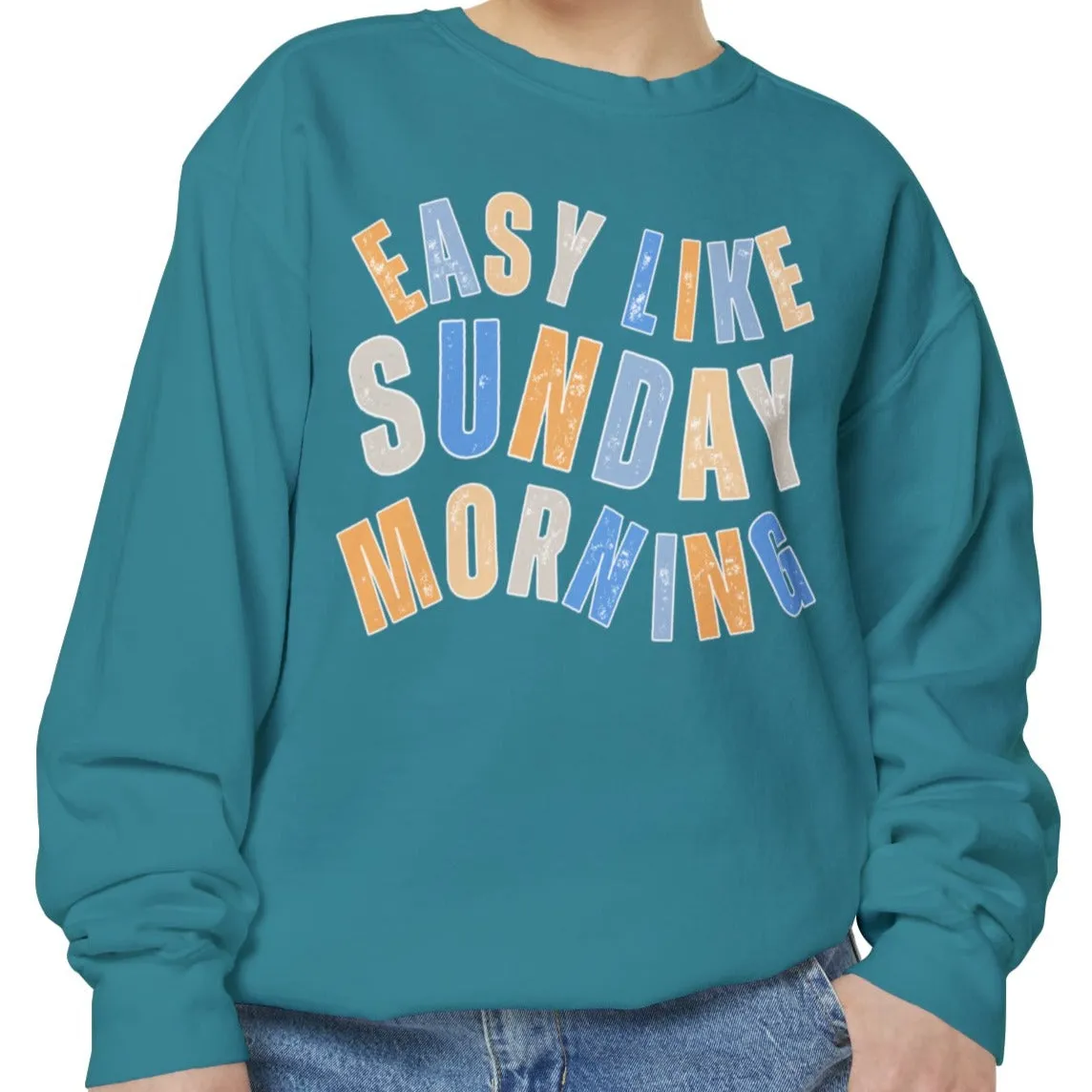 Easy Like Sunday Morning Cozy Comfort Colors Women's Sweatshirt - Relax in Style
