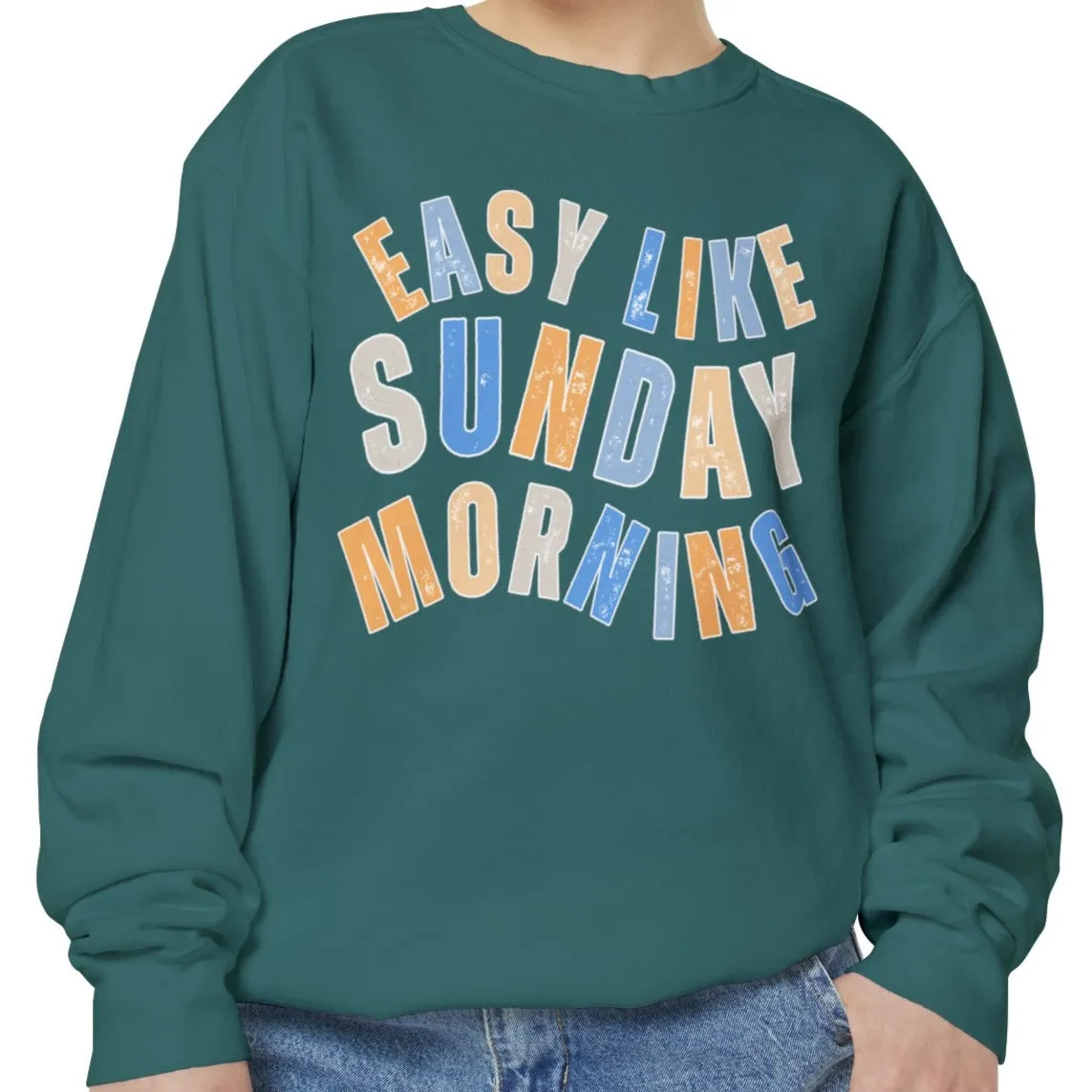 Easy Like Sunday Morning Cozy Comfort Colors Women's Sweatshirt - Relax in Style