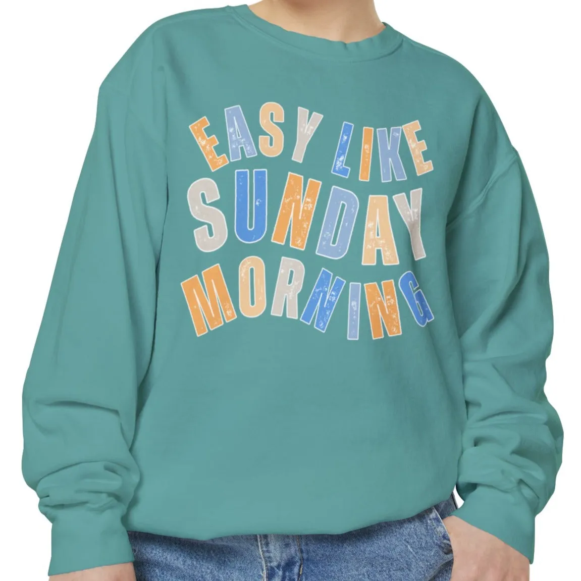 Easy Like Sunday Morning Cozy Comfort Colors Women's Sweatshirt - Relax in Style