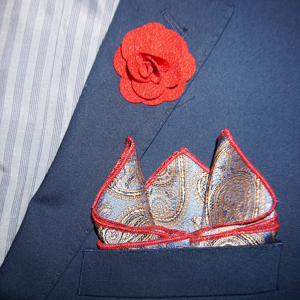 Egyptian Blue / Nubian Gold Paisley Pocket Square - [2017 Spring]