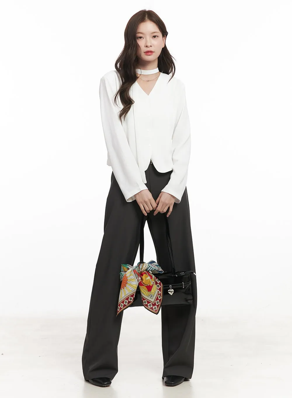 Elegant Buttoned V-Neck Blouse Top CM511