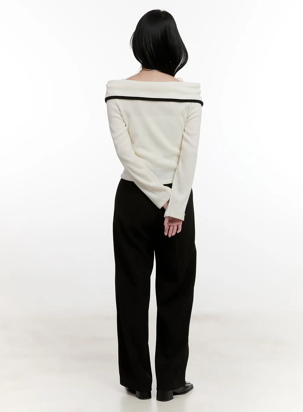 Elegant Ribbon Off-Shoulder Sweater CF527