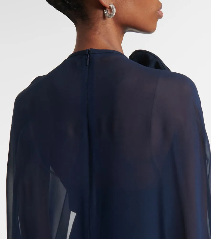 Elie Saab Caped floral-appliqu√É¬© silk-blend cady gown