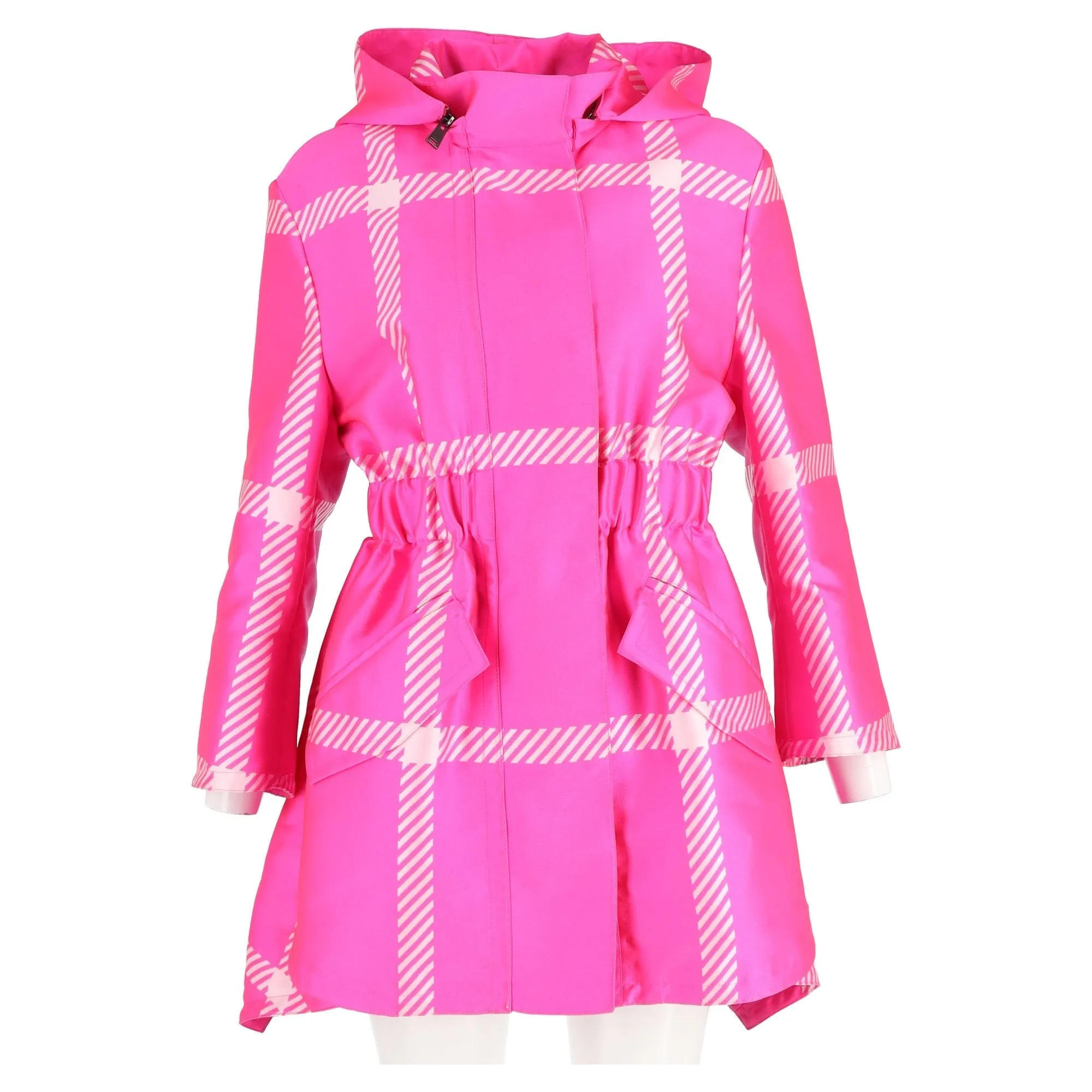 Fendi Pop Tartan Raincoat with Hood in Pink Polyester