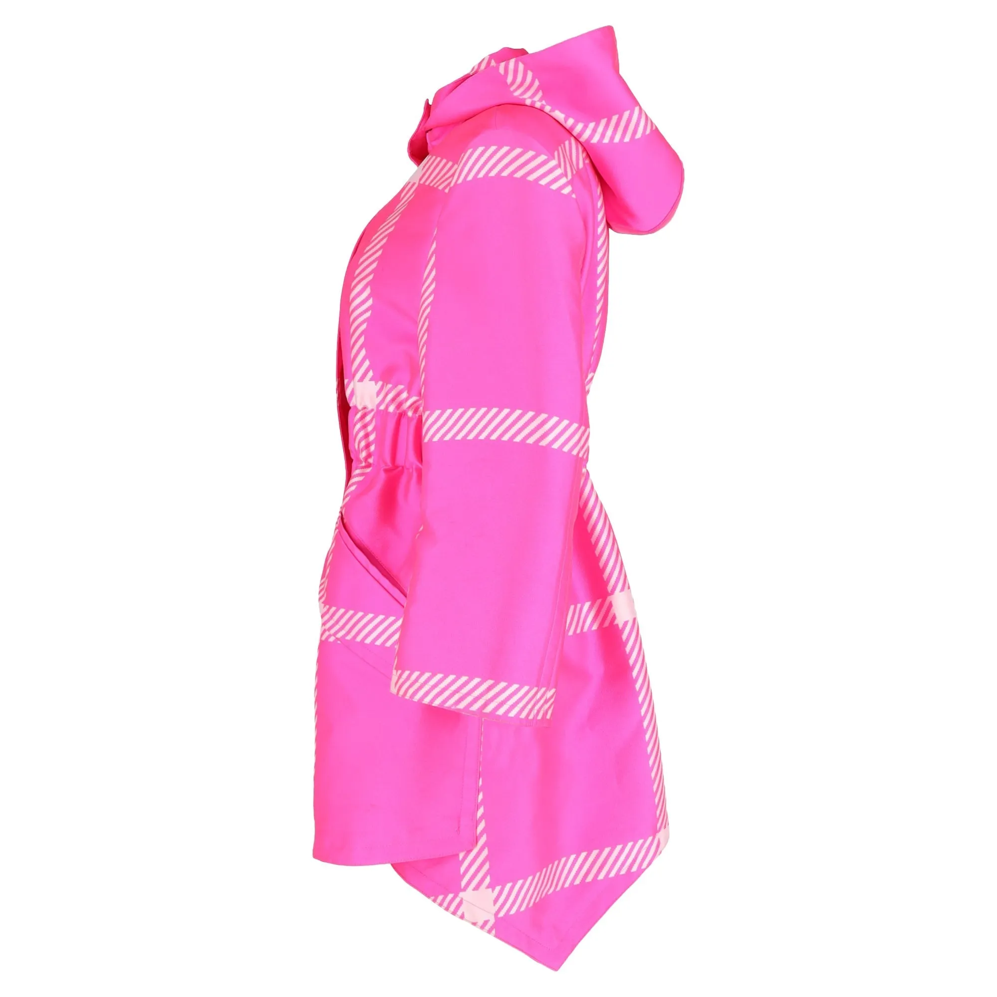 Fendi Pop Tartan Raincoat with Hood in Pink Polyester