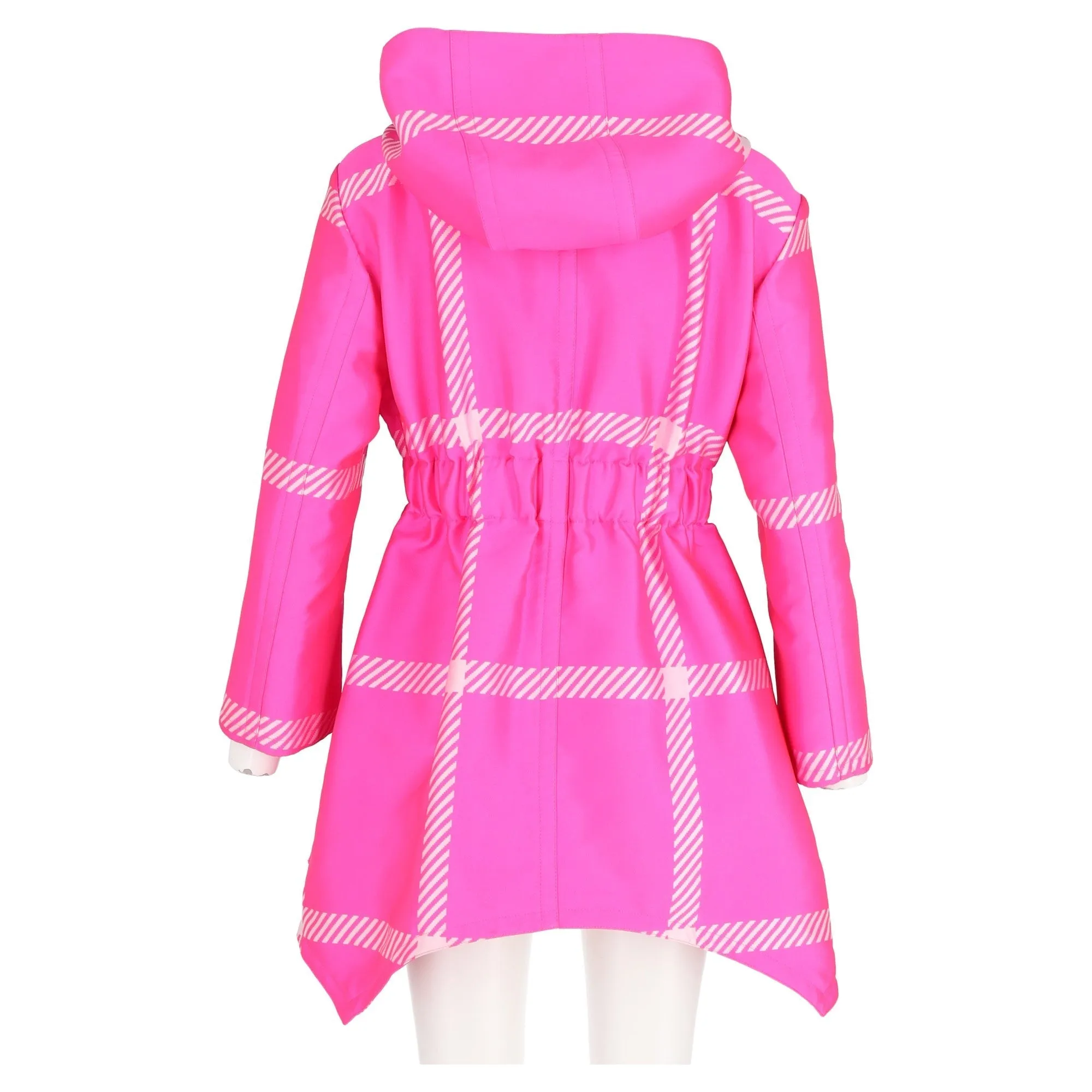 Fendi Pop Tartan Raincoat with Hood in Pink Polyester