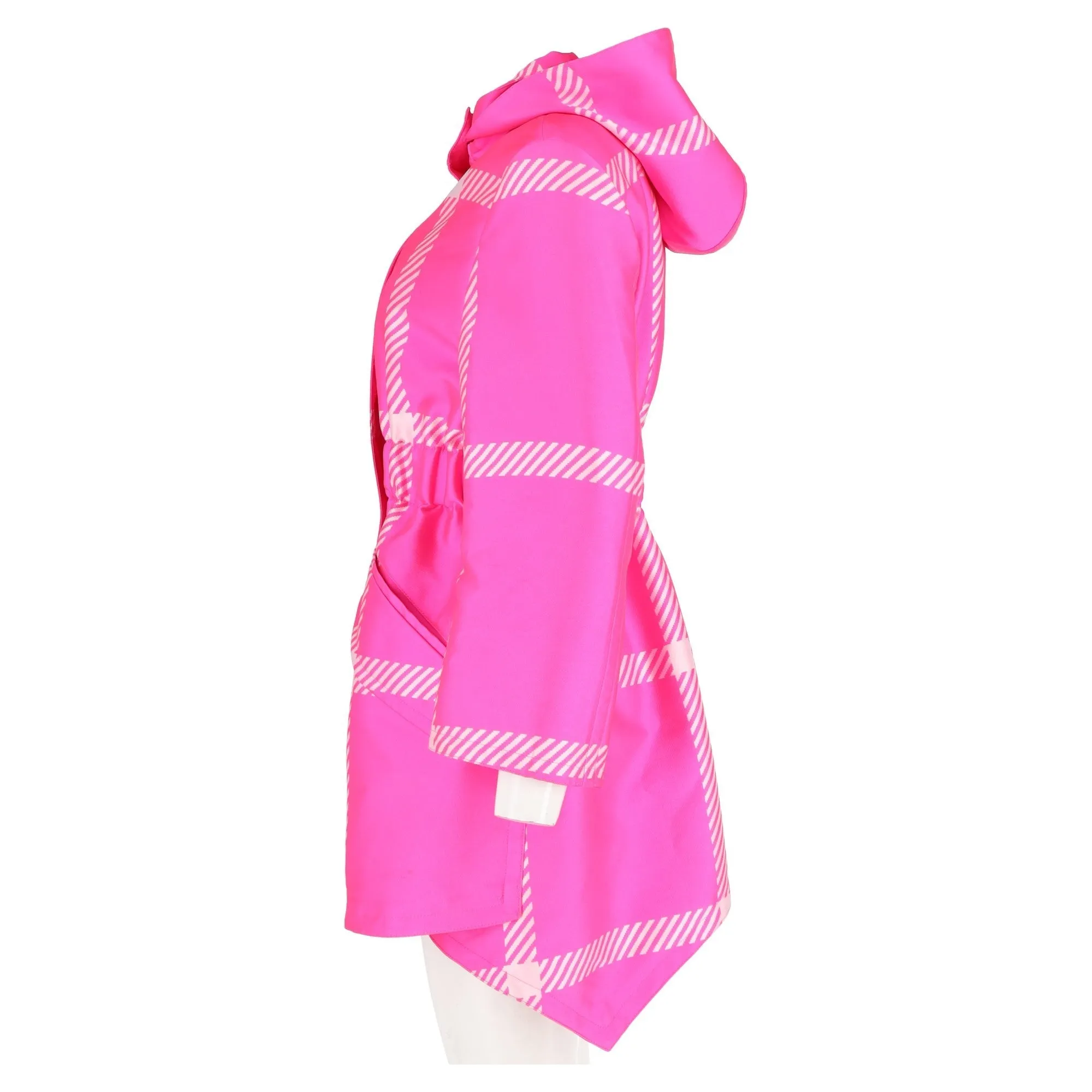 Fendi Pop Tartan Raincoat with Hood in Pink Polyester