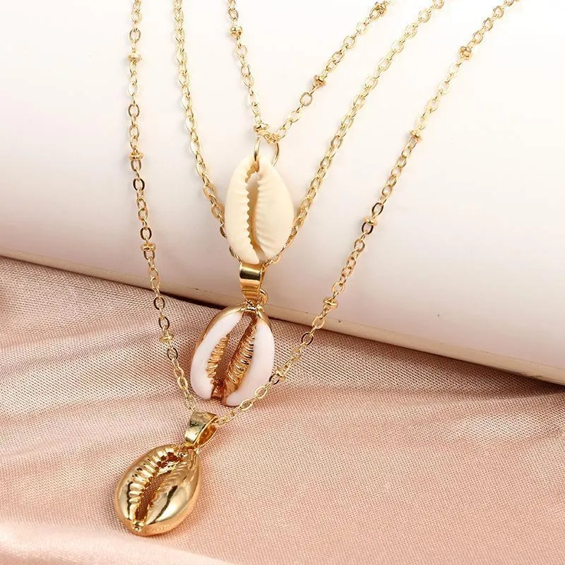 Gold Shell Multi-layer Pendant Necklace