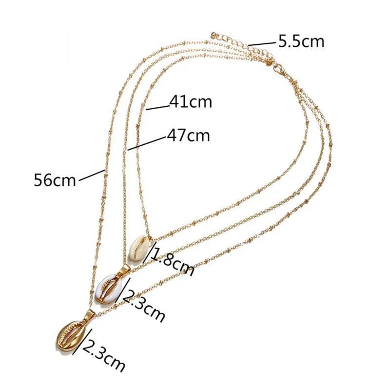 Gold Shell Multi-layer Pendant Necklace