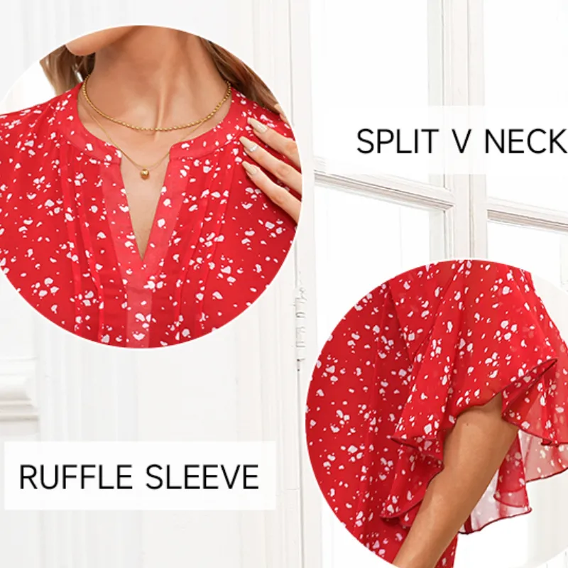 Hot saleWomen's 3/4 Sleeve Chiffon Blouse  Elegant Business Casual Top