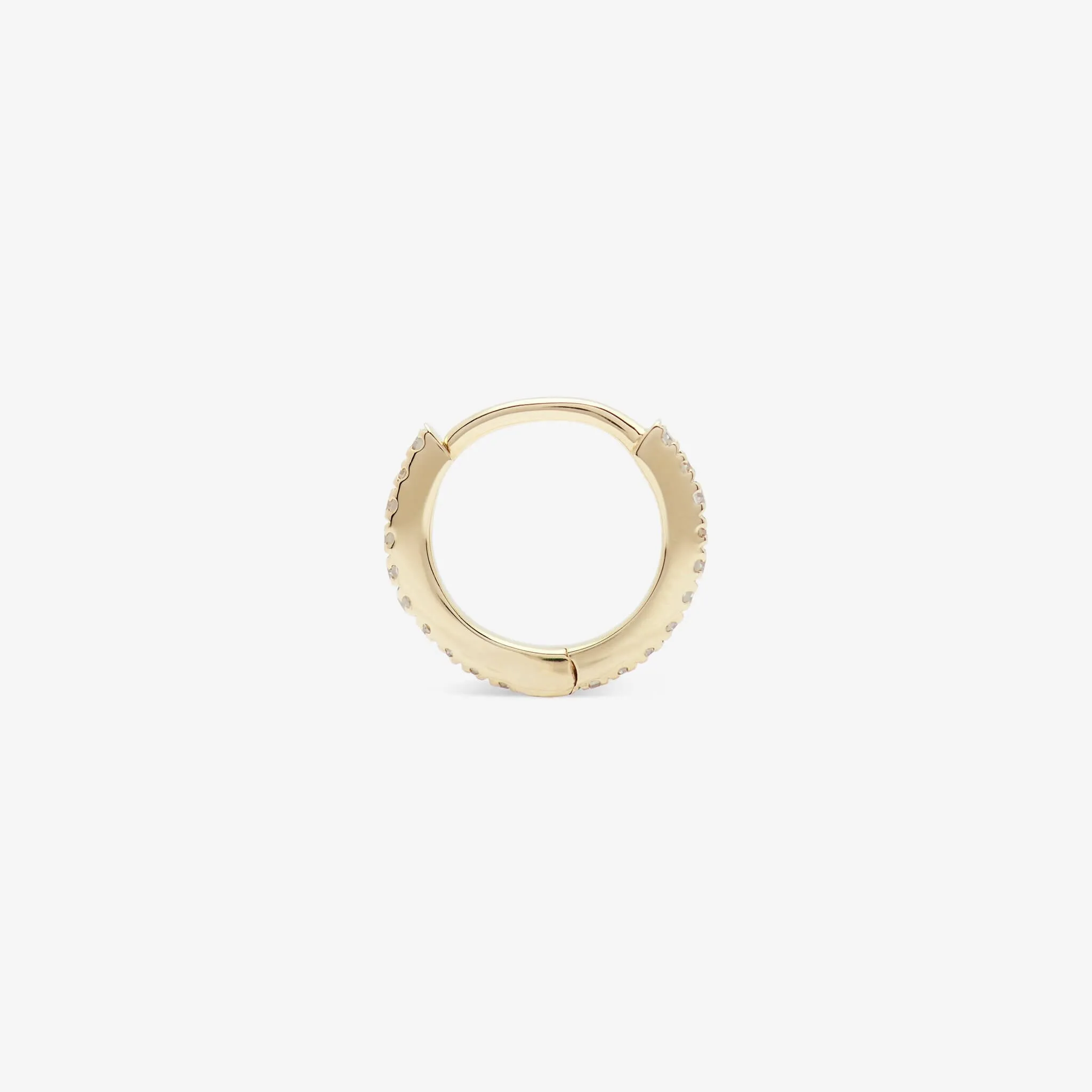 HUGGIE WHITE DIAMOND & YELLOW GOLD - 9mm