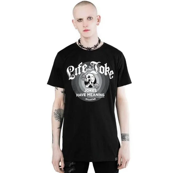 Life Is No Joke T-Shirt | Black Super Soft Cotton Jersey-Fabric