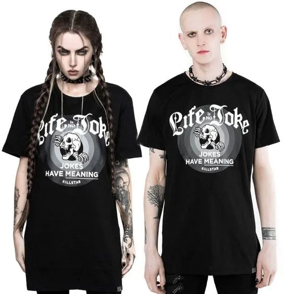 Life Is No Joke T-Shirt | Black Super Soft Cotton Jersey-Fabric