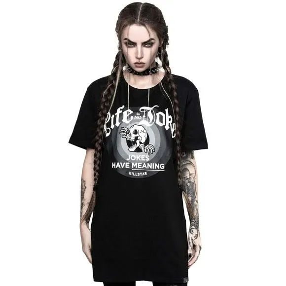 Life Is No Joke T-Shirt | Black Super Soft Cotton Jersey-Fabric