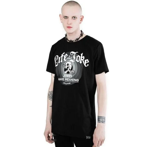 Life Is No Joke T-Shirt | Black Super Soft Cotton Jersey-Fabric