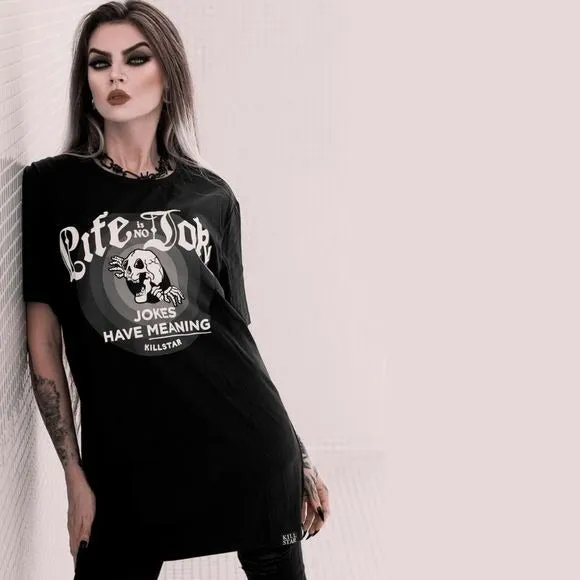 Life Is No Joke T-Shirt | Black Super Soft Cotton Jersey-Fabric