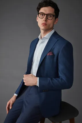 Medium Blue Pin Coast Classic Fit Wool Sport Jacket - Jack Victor
