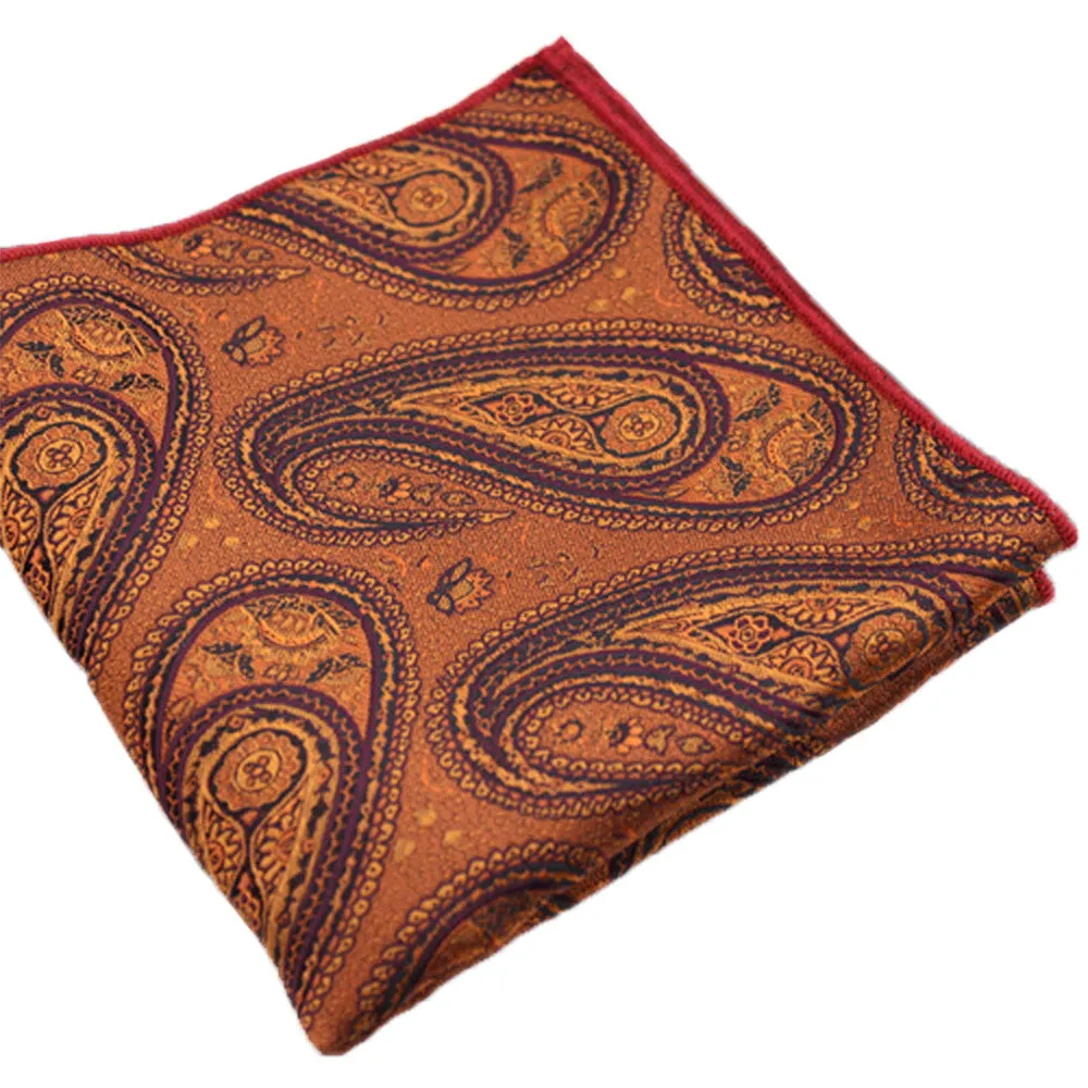 Monarch Orange / Tyrian Purple Paisley Pocket Square - [2017 Spring]