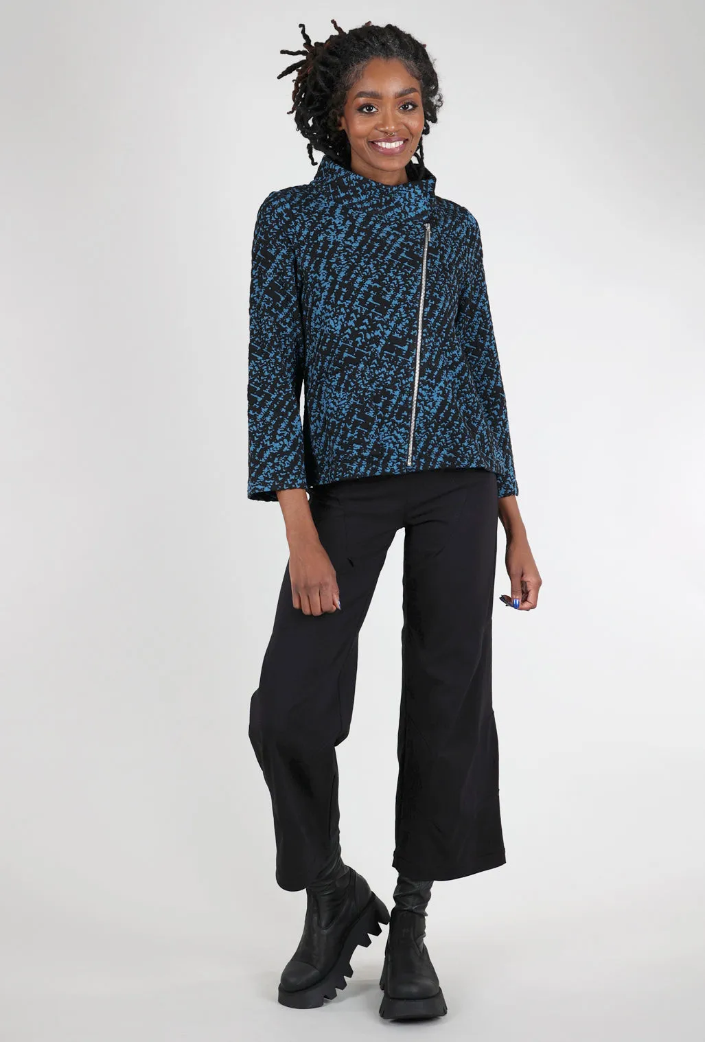 Nouveau Knit Asym Zip Jacket, Ocean