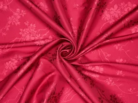 SILKY JACQUARD SATIN fabric by the yard - Cherry blossom  jacquard pattern -  flowy fabric