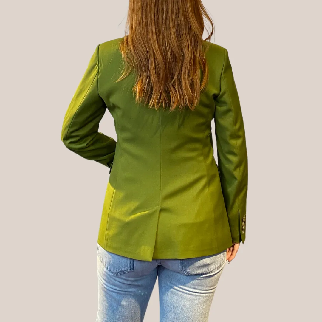 Soft Touch Peak Lapel 1-Button Blazer - Green