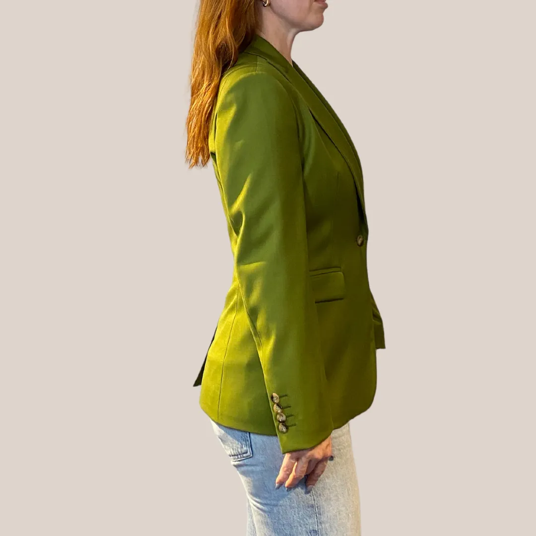 Soft Touch Peak Lapel 1-Button Blazer - Green