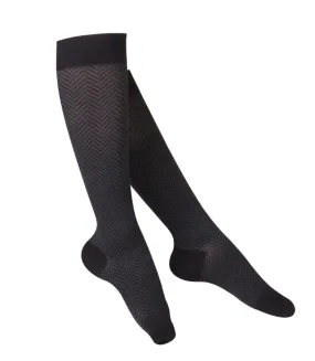 TOUCH Compression Socks for Women, 20-30 mmHg, Pattern Styling, Cotton, 1 pair, Black