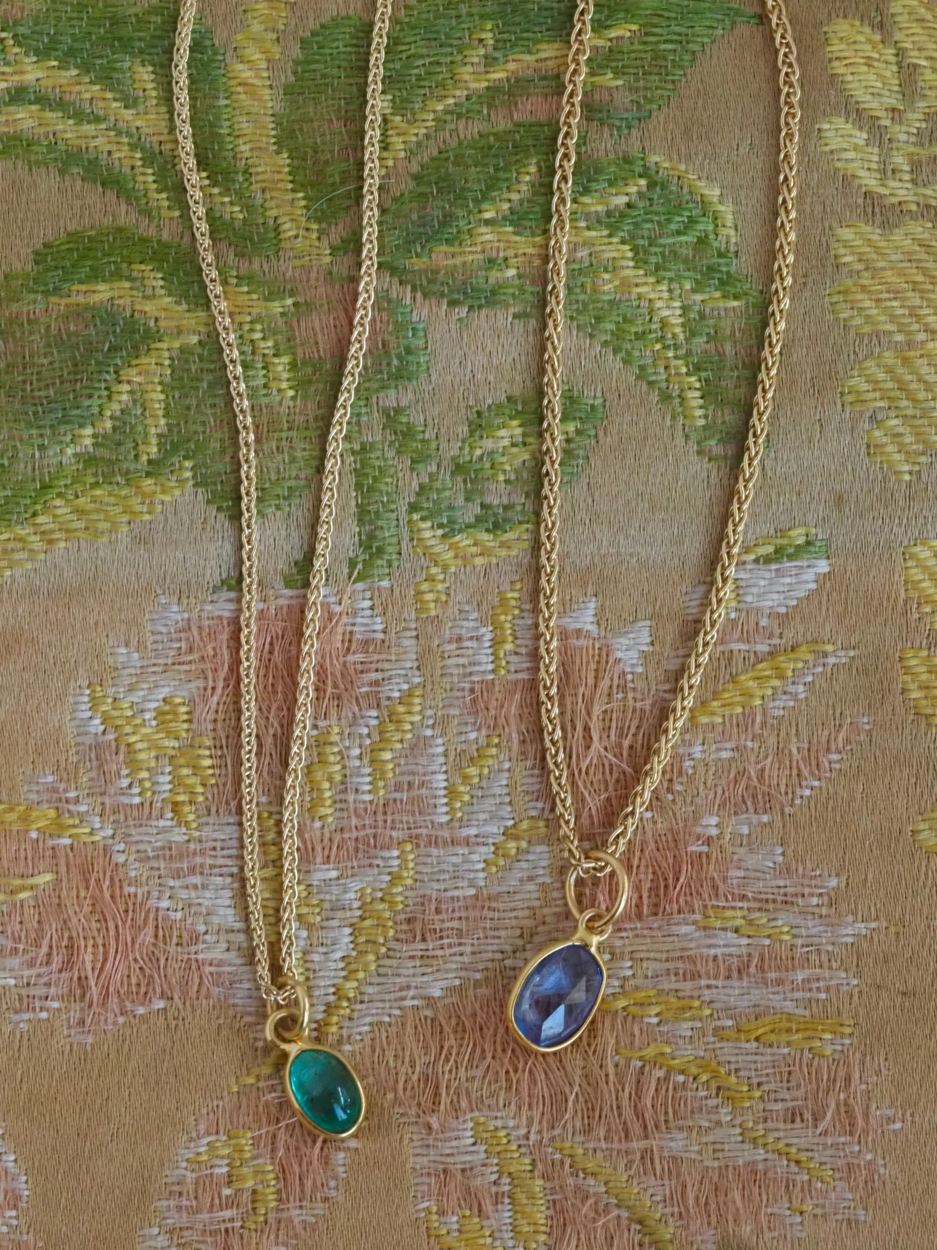 Vintage 18k Gold Rose Cut Sapphire Pendant